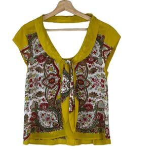 MAEVE ‎ BY ANTHROPOLOGIE PAISLEY  PRINT  SCARF 100% SILK TOP SIZE 6